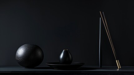 Elegant objects emerging from the darkness. Illuminated by futuristic glow