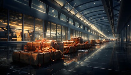 Cargo warehouse. Logistics and transportation of bulk cargo. 3d rendering