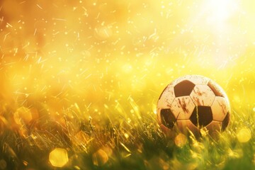 Excitement on the soccer field: Dynamic background with soccer motifs - obrazy, fototapety, plakaty