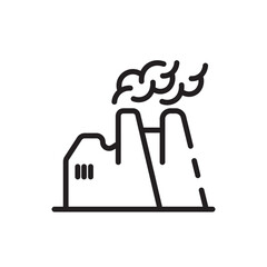 Factory Pollution Smoke Line Icon