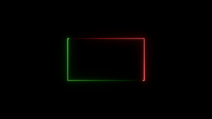 Neon frame or neon lights horizontal sign.  Illustration abstract background, tunnel, portal, traingle, circle, rectangle