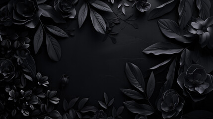Elegant dark background with leaves and space for text - obrazy, fototapety, plakaty