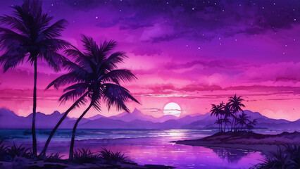Fototapeta na wymiar a purple sunset. Generative AI