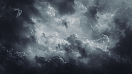 Dark mysterious black and white clouds, background, texture - obrazy, fototapety, plakaty