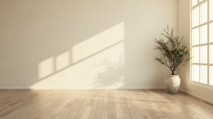 Blank wall background for frame mockup, modern home interior background