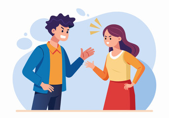 Obraz premium family problems Illustration of a woman and man quarreling.