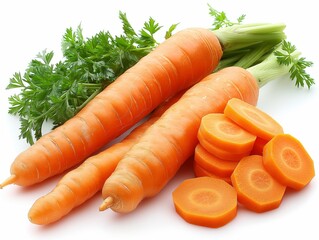 carrots with slices on white background