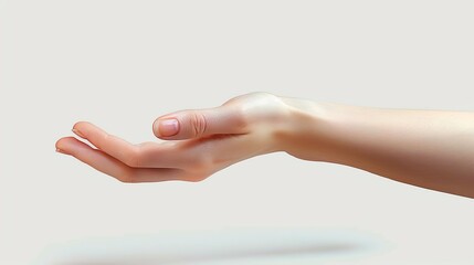 Open Hand Gesture on White Background