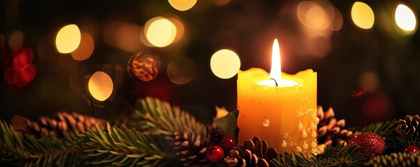 Candlelit Christmas Eve service, carols and contemplation, peace descended - obrazy, fototapety, plakaty