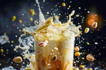 Explosive Coffee and Milk Splash with Pistachios