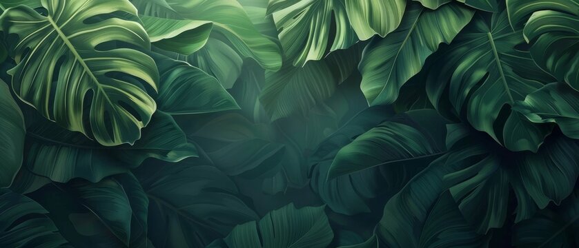 Background modern of tropical foliage at high resolution in a minimalist green color style. Perfect for fabrics, prints, banners, covers, and other decoration projects.