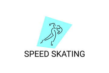speed skating vector line icon. skate on ice, practice speed skating. sport pictogram illustration.

