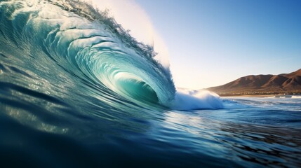Majestic blue wave - obrazy, fototapety, plakaty