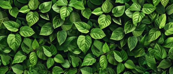 This seamless background modern features a green leaves pattern. - obrazy, fototapety, plakaty