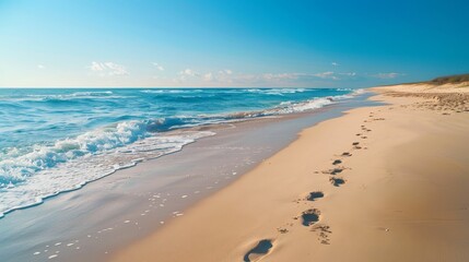 Secluded beach getaway, footsteps in pristine sand, horizon endless