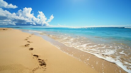 Secluded beach getaway, footsteps in pristine sand, horizon endless