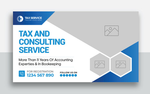 Financial tax service youtube thumbnail and web banner template design