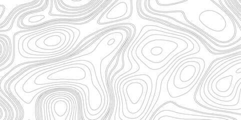 Gray topographic line contour map background, geographic grid map. Seamless vector topographic map background white on dark. Line topography map seamless pattern. Mountain hiking trail over terrain. - obrazy, fototapety, plakaty