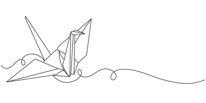 recommend clip art: Line art vector illustration of a paper bird origami	