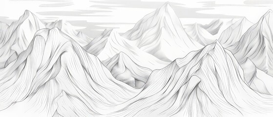 Modern seamless mountain line art background.