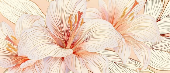 An elegant botanical pale pink lily flower background designed for decorative purpose, wedding card, home decor, packaging, print, cover or banner. - obrazy, fototapety, plakaty