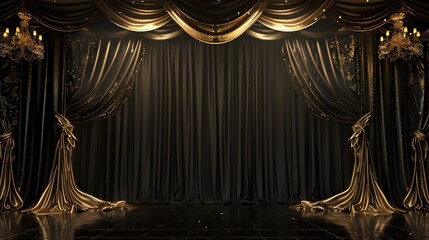 Black and gold curtain background