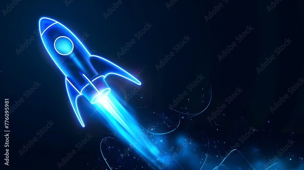 Wall mural digital rockets launch into outer space. boosting and taking off career concepts. abstract spaceship