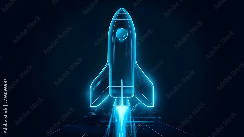 Wall mural digital rockets launch into outer space. boosting and taking off career concepts. abstract spaceship