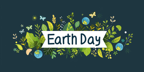 Celebrate Earth Day - Globe with Flora and Fauna Illustration