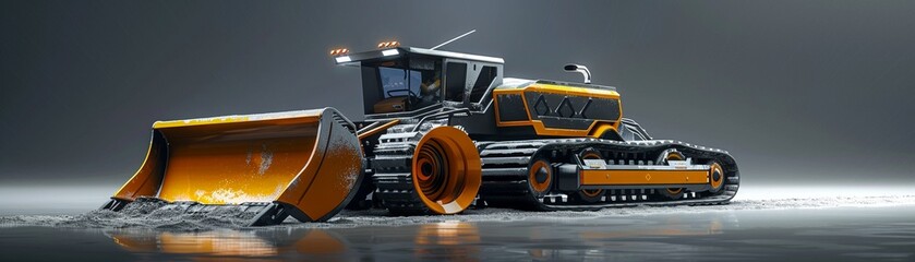 A futuristic depiction of a grader transformed into a sleek and stylish piece of construction equipment - obrazy, fototapety, plakaty