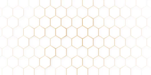 Fotobehang Seamless brown bee honeycomb pattern, art background template. Vector honey texture © Mst