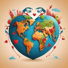 Obraz premium heart shaped earth