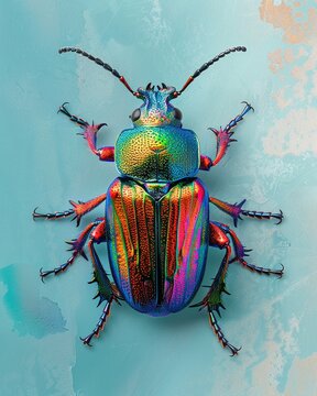 A nature inspired artwork using NPR techniques, highlighting the beauty of insect diversity with vibrant colors