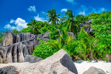 Crédence de cuisine en verre imprimé Anse Source D'Agent, île de La Digue, Seychelles Amazing landscape of La Digue Island in the Seychelles Archipelago