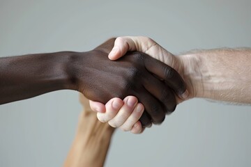 Handshake Symbolizing Racial Unity and Respect - obrazy, fototapety, plakaty