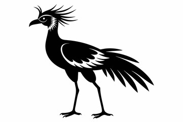 Fototapeta premium Simple secretary bird, silhouette black vector illustration