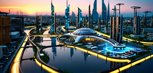 futuristic digital city