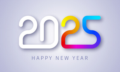 Happy new year 2025 vector illustration. Colorful design, trendy style, 2025 calendar - 776102535