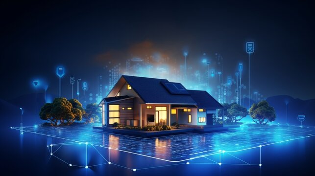 Smart Home Technology Concept - Digital House Automation Illustration 