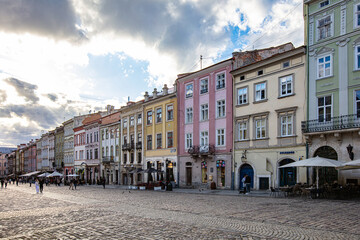 Fototapeta na wymiar Market square in Lviv
