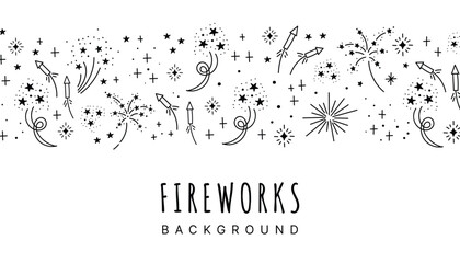 Hand drawn doodle fireworks, seamless pattern, great for textiles, wrapping, banner, wallpapers - vector design