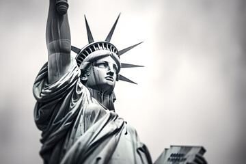 Obraz premium Close up of the statue of liberty, white background