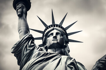 Fototapeta premium Close up of the statue of liberty, white background