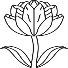 Tulip coloring pages. Tulip flower outline vector. Flowers coloring pages for coloring book