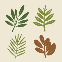 Flat style green leaves collection