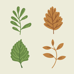 Fototapeta premium Flat style green leaves collection