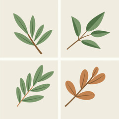 Flat style green leaves collection