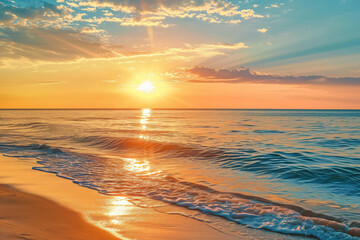 Photo beautiful sunset on the beach photo as a background