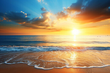 Photo beautiful sunset on the beach photo as a background