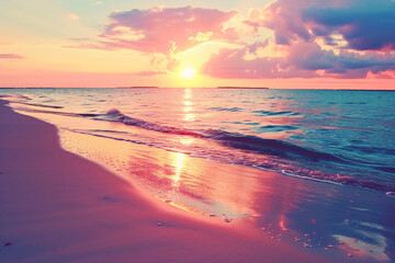 Photo beautiful sunset on the beach photo as a background